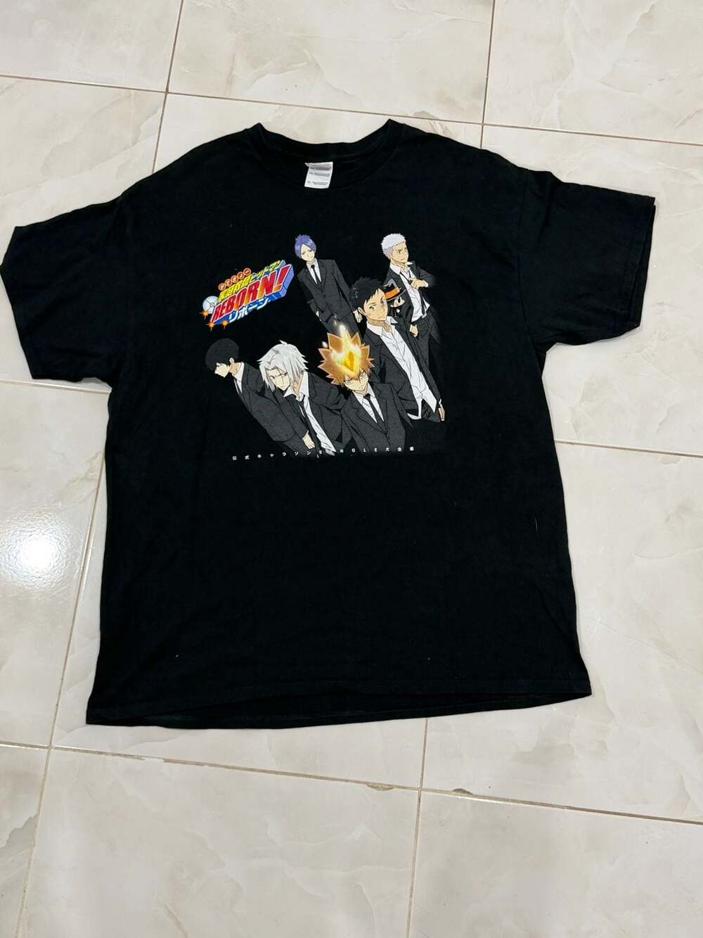 Vintage Katekyo Hitman Reborn Anime Graphic Black T-Shirt XL